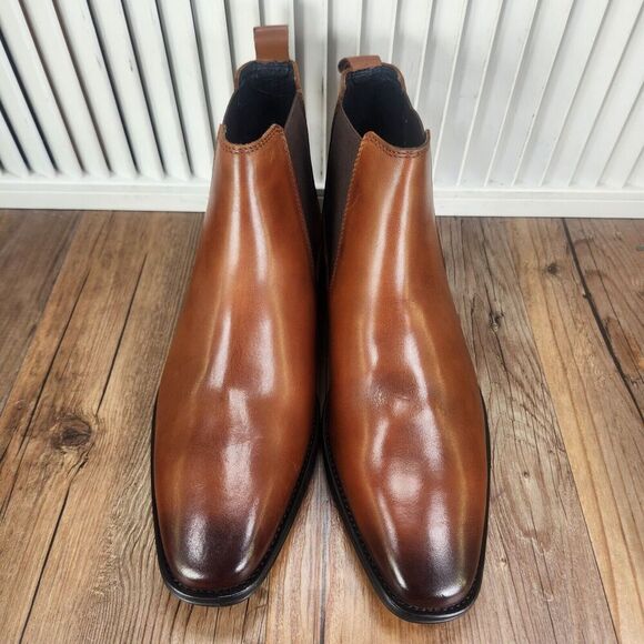 Jump New York Marcelo Chelsea Boots Mens Size 7 M Tan Leather Ankle Dress Preppy - Picture 10 of 12